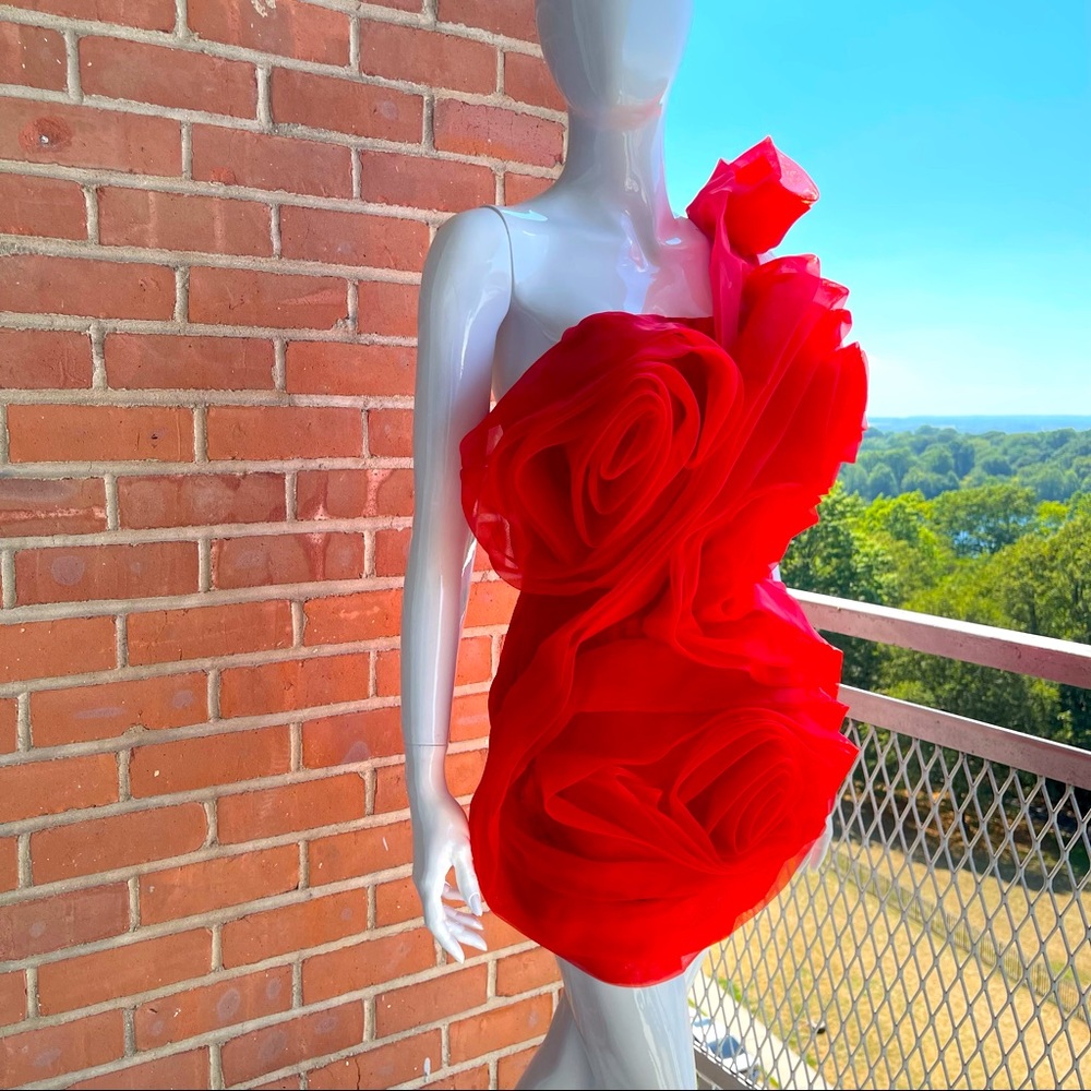 Tulle Mini Dress - Red (Small)